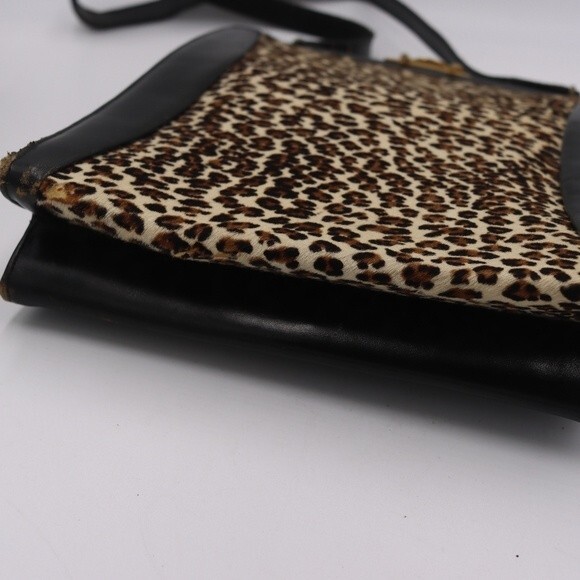 North Judd O’Connor Goldberg Vintage Leopard Print Black Leather Handbag Chic - Picture 7 of 16